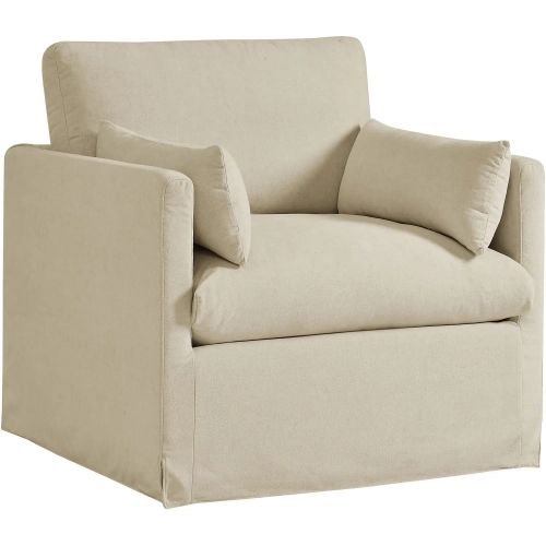 Wellfleet Slipcovered Accent Arm Chair in Linen Off White Linen Blend Fabric