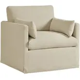 Wellfleet Slipcovered Accent Arm Chair in Linen Off White Linen Blend Fabric