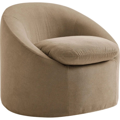 Sadie Slipcovered Round Accent Chair in Almond Brown Linen Blend Fabric