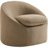Sadie Slipcovered Round Accent Chair in Almond Brown Linen Blend Fabric