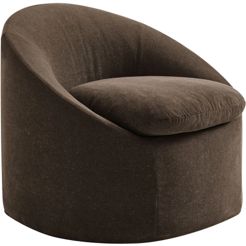 Sadie Slipcovered Round Accent Chair in Cocoa Brown Linen Blend Fabric