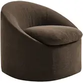 Sadie Slipcovered Round Accent Chair in Cocoa Brown Linen Blend Fabric