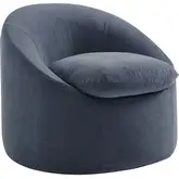 Sadie Slipcovered Round Accent Chair in Denim Blue Linen Blend Fabric