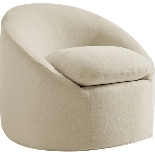 Sadie Slipcovered Round Accent Chair in Linen White Linen Blend Fabric