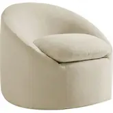 Sadie Slipcovered Round Accent Chair in Linen White Linen Blend Fabric
