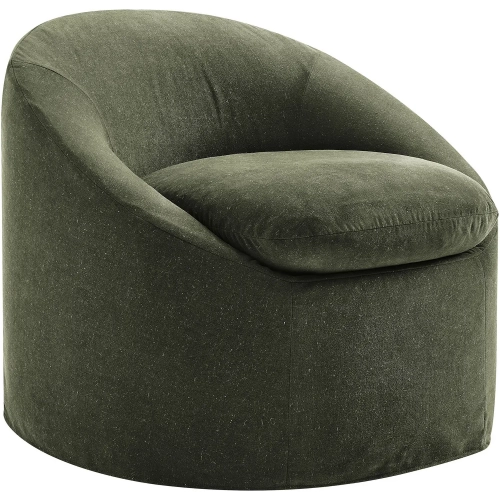 Sadie Slipcovered Round Accent Chair in Sage Green Linen Blend Fabric