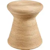 Tavi Hourglass Round Side Table in Natural Brown Rattan