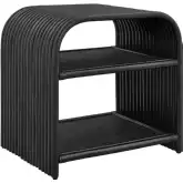 Eve Curved Side Table in Black Finish Rattan