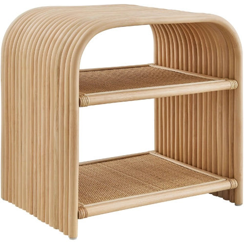 Eve Curved Side Table in Natural Brown Rattan