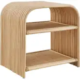 Eve Curved Side Table in Natural Brown Rattan