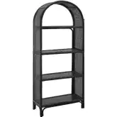 Celeste 67" Tall Arched Bookcase in Black Rattan