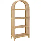 Celeste 67" Tall Arched Bookcase in Natural Brown Rattan
