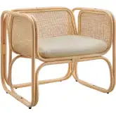 Ellis Accent Chair in Natural Rattan & Neutral Fabric
