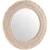 Jade Round Wall Mirror in Rattan & Natural Macrame