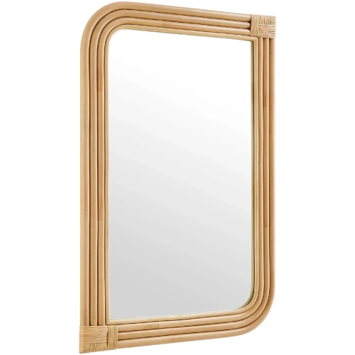 Corsica Curved Rectangle Rattan Wall Mirror in Natural Rattan
