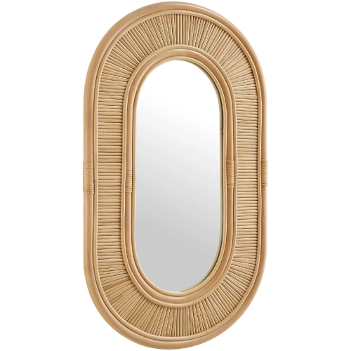 Sovana Oval Wall Mirror in Natural Brown Rattan