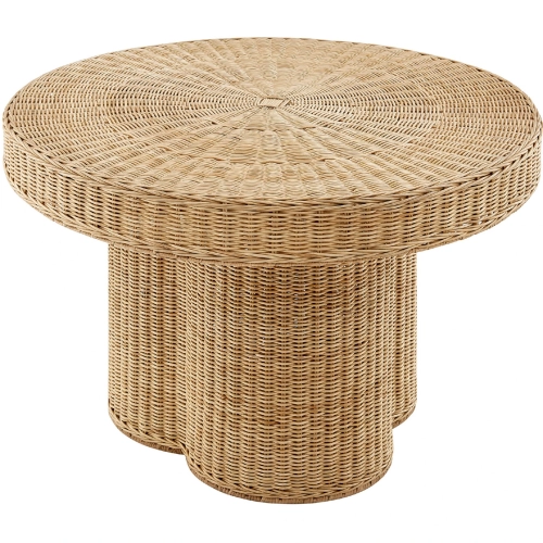Ainsley 32" Round Coffee Table in Natural Rattan