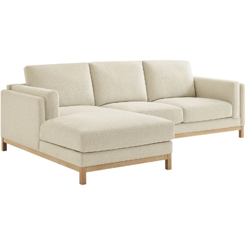 Roscoe Sectional Sofa w/ Left Facing Chaise in Ivory White Fabric