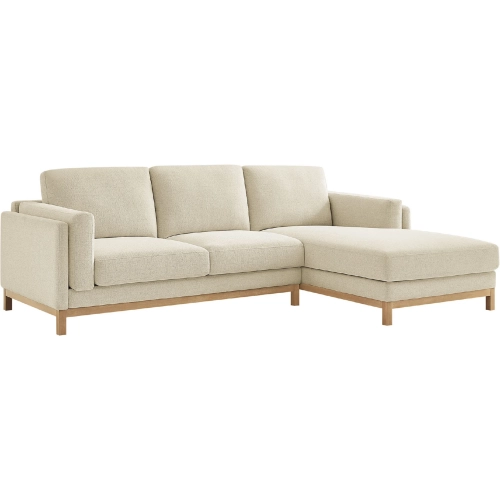 Roscoe Sectional Sofa w/ Right Facing Chaise in Ivory White Fabric