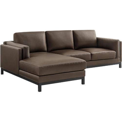 Roscoe Sectional Sofa w/ Left Facing Chaise in Espresso Brown Vegan Leather