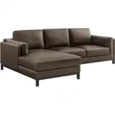 Roscoe Sectional Sofa w/ Left Facing Chaise in Espresso Brown Vegan Leather