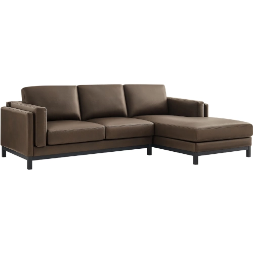 Roscoe Sectional Sofa w/ Right Facing Chaise in Espresso Brown Vegan Leather