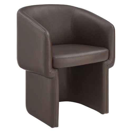 Verity Barrel Back Dining Chair in Espresso Brown Vegan Leather