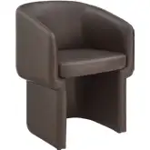 Verity Barrel Back Dining Chair in Espresso Brown Vegan Leather