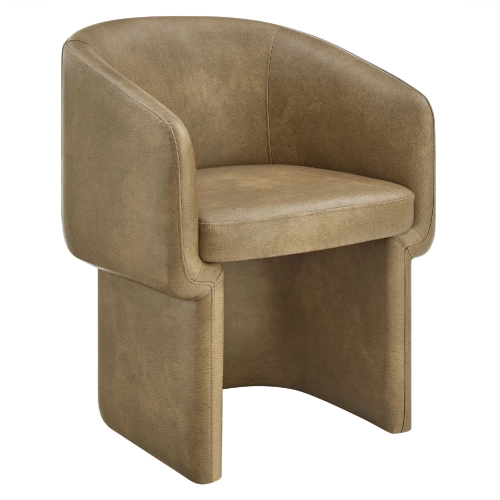 Verity Barrel Back Dining Chair in Toast Brown Vegan Leather