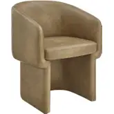 Verity Barrel Back Dining Chair in Toast Brown Vegan Leather