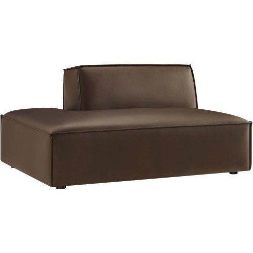 Restore Left Facing Armless Modular Chaise in Espresso Brown Vegan Leather