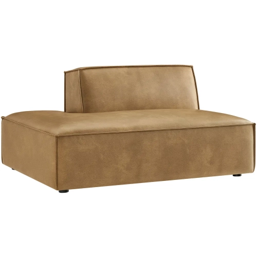Restore Left Facing Armless Modular Chaise in Toast Brown Vegan Leather