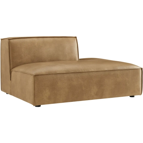 Restore Right Facing Armless Modular Chaise in Toast Brown Vegan Leather
