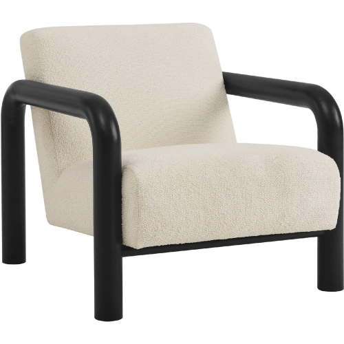 Sereno Accent Chair in Black Wood & Cream Boucle Fabric