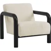 Sereno Accent Chair in Black Wood & Cream Boucle Fabric