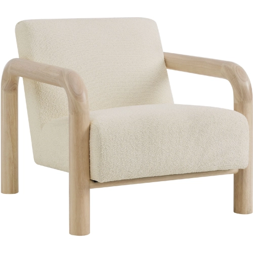 Sereno Accent Chair in Oak Finish Wood & Cream Boucle Fabric