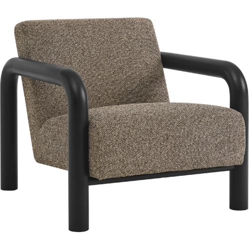 Sereno Accent Chair in Black Wood & Earth Brown Fabric