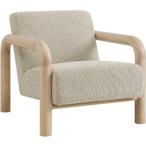 Sereno Accent Chair in Oak Finish Wood & Marble Neutral Boucle Fabric