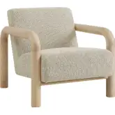 Sereno Accent Chair in Oak Finish Wood & Marble Neutral Boucle Fabric