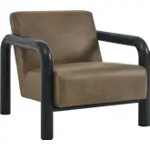 Sereno Accent Chair in Black Wood & Mushroom Vegan Leather