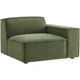 Restore Right Facing Modular Lounge Chair in Foliage Green Performance Fabric