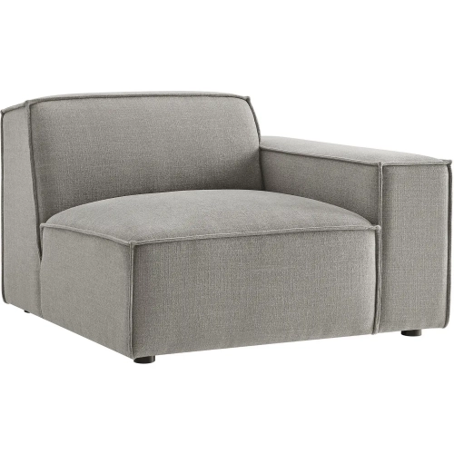 Restore Right Facing Modular Lounge Chair in Pewter Brown Performance Fabric