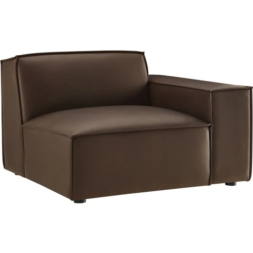 Restore Right Facing Modular Lounge Chair in Espresso Brown Vegan Leather