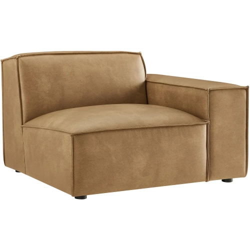 Restore Right Facing Modular Lounge Chair in Toast Brown Vegan Leather