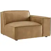 Restore Right Facing Modular Lounge Chair in Toast Brown Vegan Leather