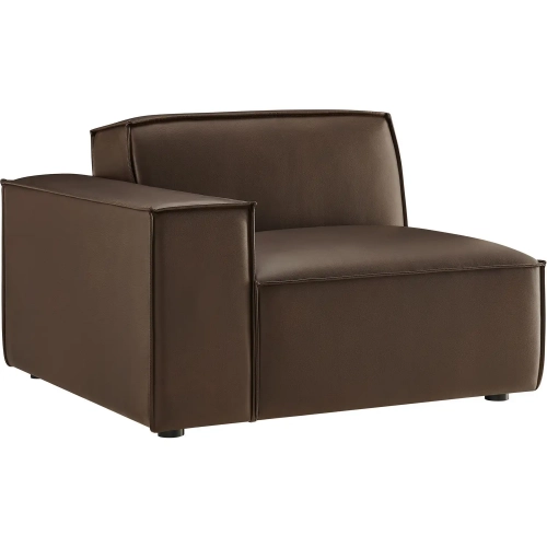 Restore Left Facing Modular Lounge Chair in Espresso Brown Vegan Leather