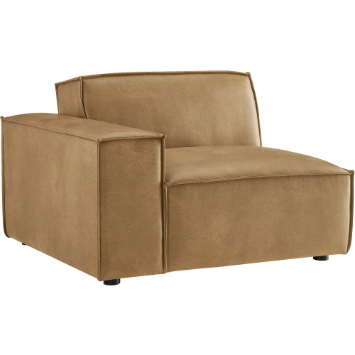Restore Left Facing Modular Lounge Chair in Toast Brown Vegan Leather