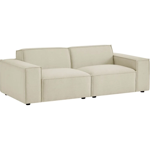 Restore 2 Piece Modular Loveseat in Ecru Off White Performance Fabric