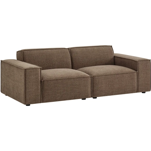 Restore 2 Piece Modular Loveseat in Mocha Brown Performance Fabric