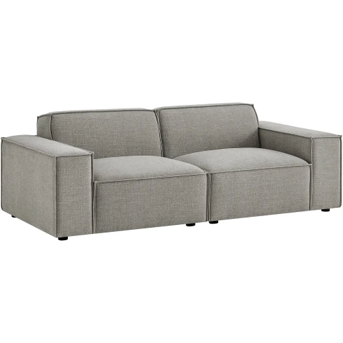 Restore 2 Piece Modular Loveseat in Pewter Brown Performance Fabric